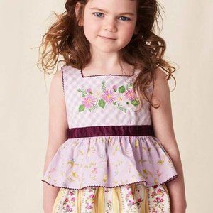 Matilda Jane Enchanted Garden Prudence Gingham Tunic Top Size 8 New